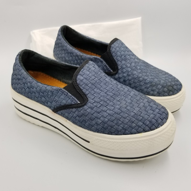 Bernie Mev Blue Woven Elastic Platform Slip-On Sneakers US 8 (EU 38) gallery