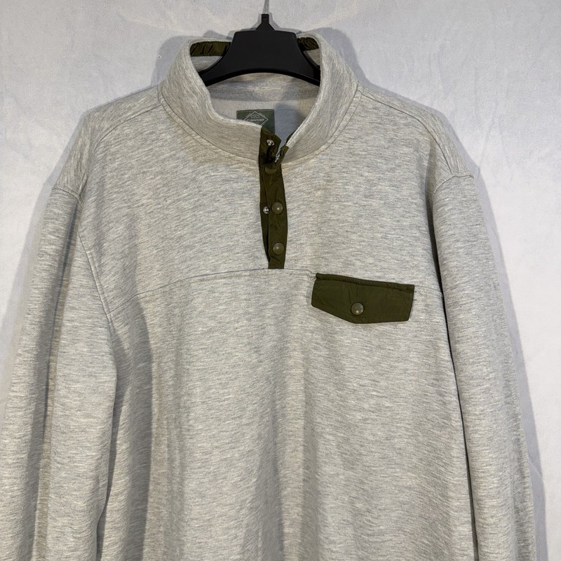 mens 1/4 zip pullover Button Snap Fleece Sweater Gray Size 2XL Chest Pocket