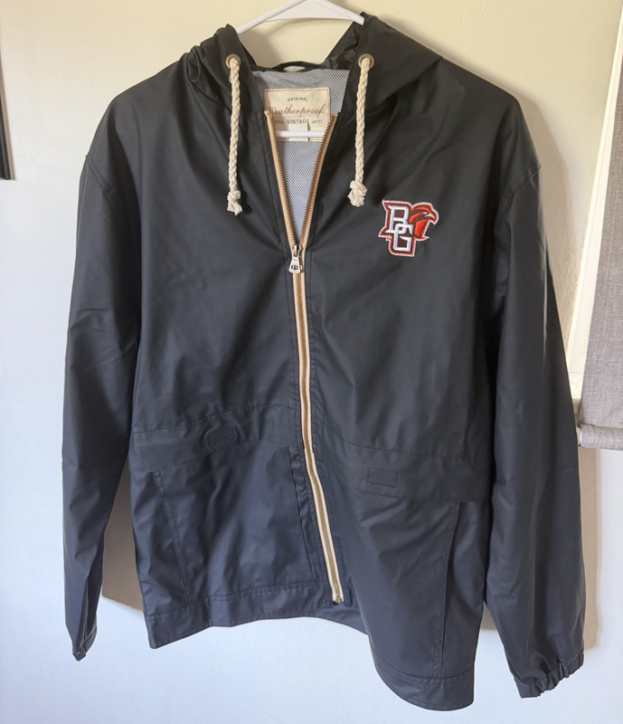 Weatherproof Men’s Black Hooded Full Zip Windbreaker Jacket Size S
