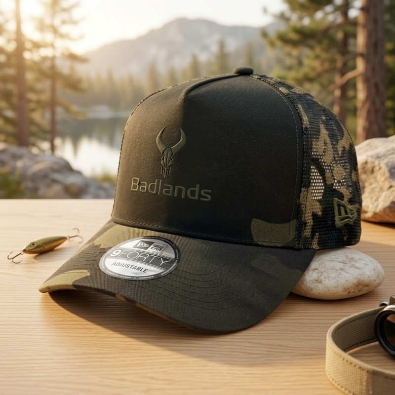 Badlands Gear logo Embroidered 9FORTY Camo Mesh Trucker Hat Adjustable Cap gallery