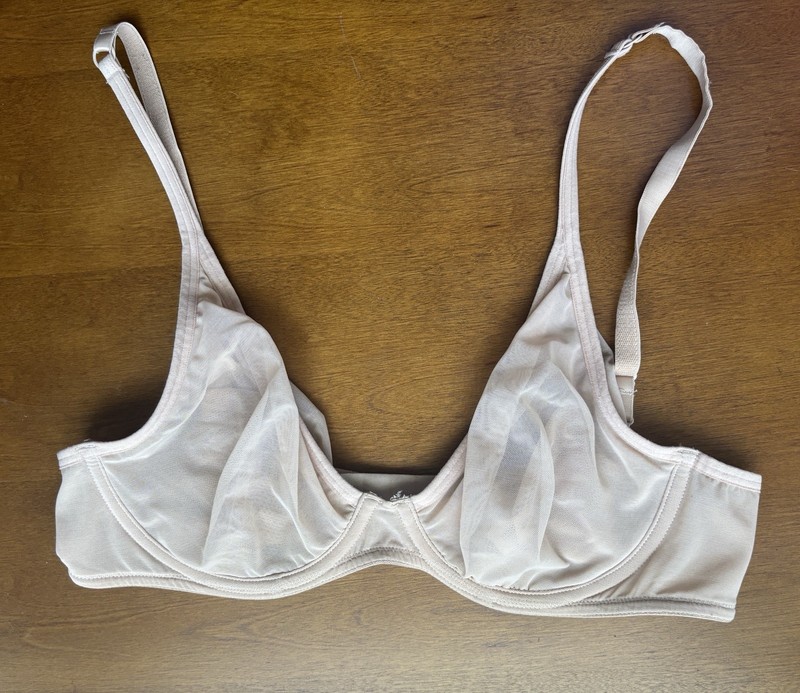 Gap Body Ultrafine Stretch Mesh Semi Demi Bra Underwire Unlined Sheer 36B Nude