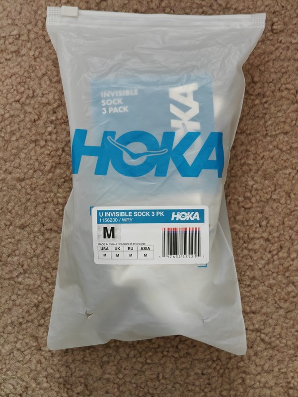 3 Pairs HOKA Invisible Running Socks Unisex Medium White Grey Black