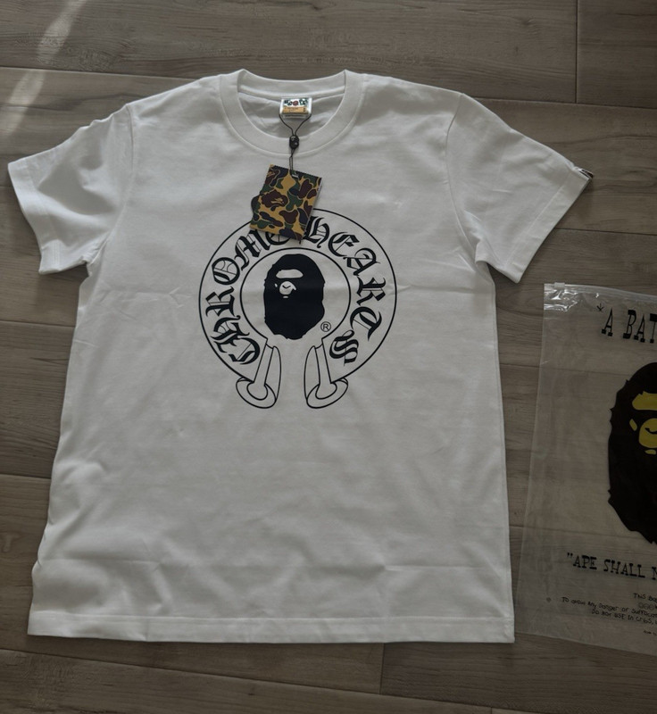 A Bathing Ape BAPE Baby Milo Logo Graphic Tee White Cotton Crew Neck S