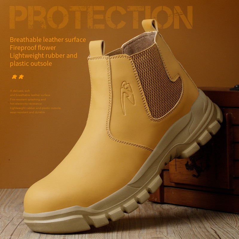 Waterproof Work Boots for Men Slip-on Steel Toe Shoes Safety footwear Anti-slip gallery