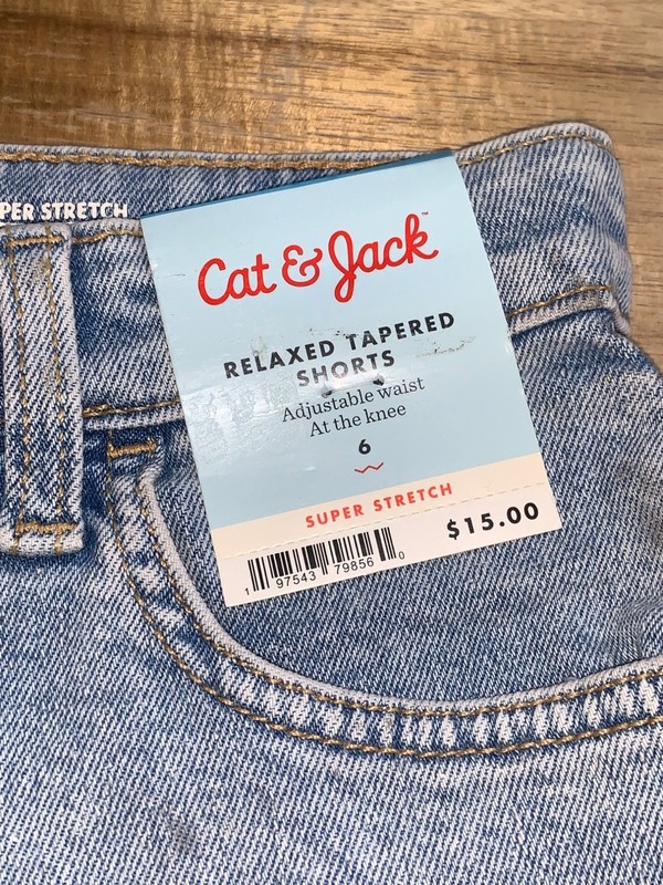 Cat & Jack Little Boys Stretch Adjustable Waist Relaxed Tapered Denim Shorts gallery