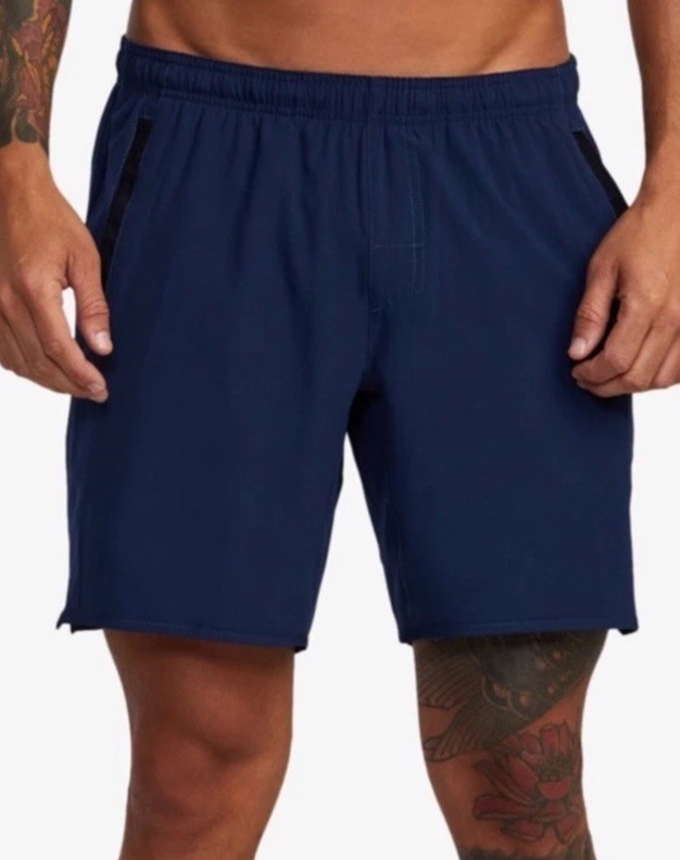 $70 RVCA Men's Yogger Stretch 17 Shorts 8" - Navy Blue - Medium -New Tag