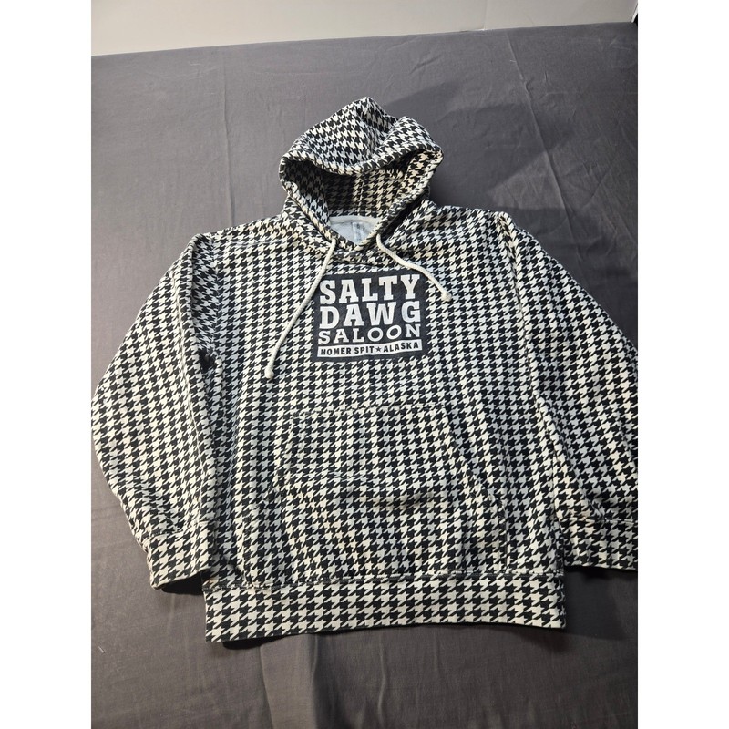 Independent Trading Co Salty Dawg Saloon Houndstooth Hoodie Black White Small