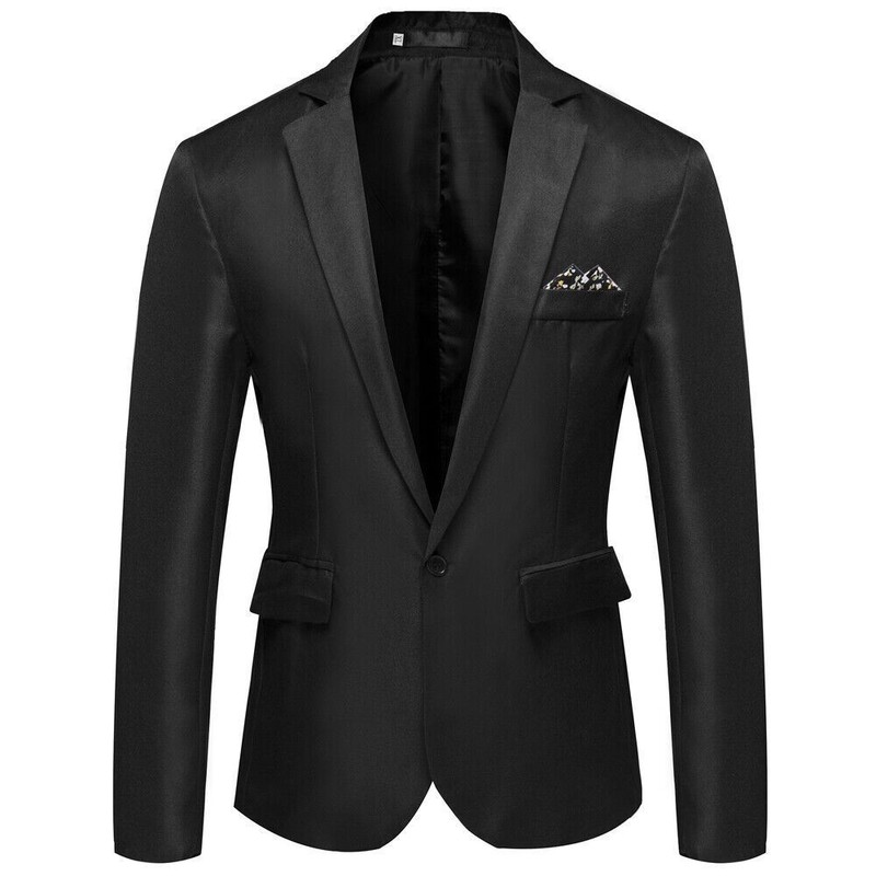 Men's Tuxedo Jacket Notched Lapel One Button Suit Blazer for Dinner Wedding Prom gallery