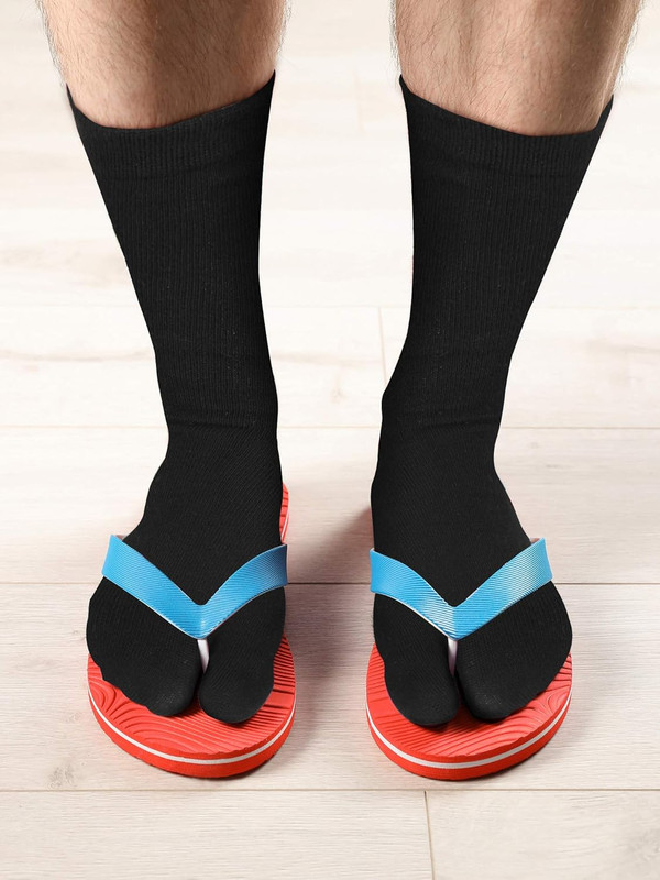 Geyoga 6 Pairs Flip Flop Socks Tabi Split Toe Socks Elastic Cotton for Men Women gallery