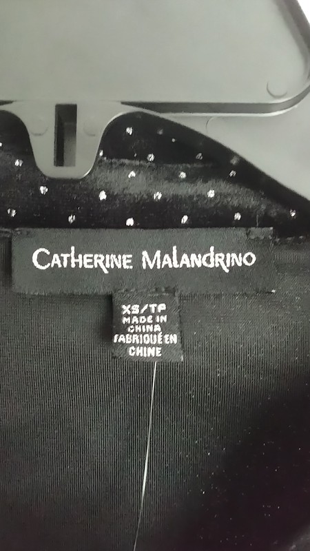 Catherine Malandrino Shirt Dress Petite XS Black Polka Dot Collared Button gallery