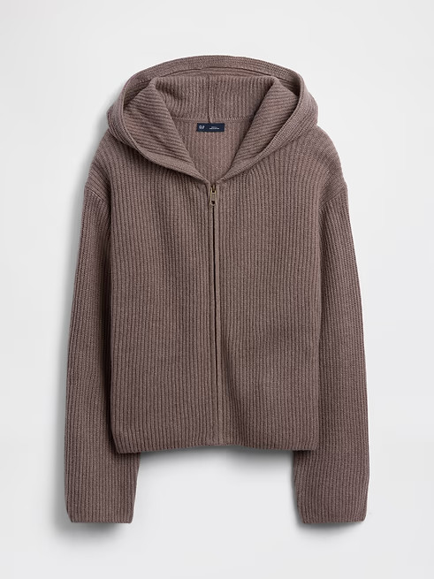 GAP - CashSoft Oversized Shaker-Stitch Zip Hoodie 910966 - New Sale gallery