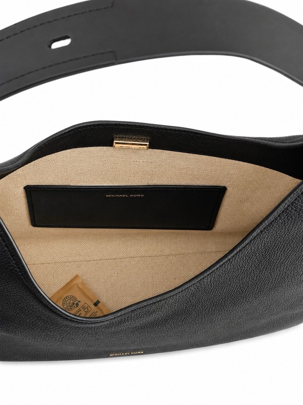 Michael Kors Large Black Leather Shoulder Bag Gold Hardware NWT gallery