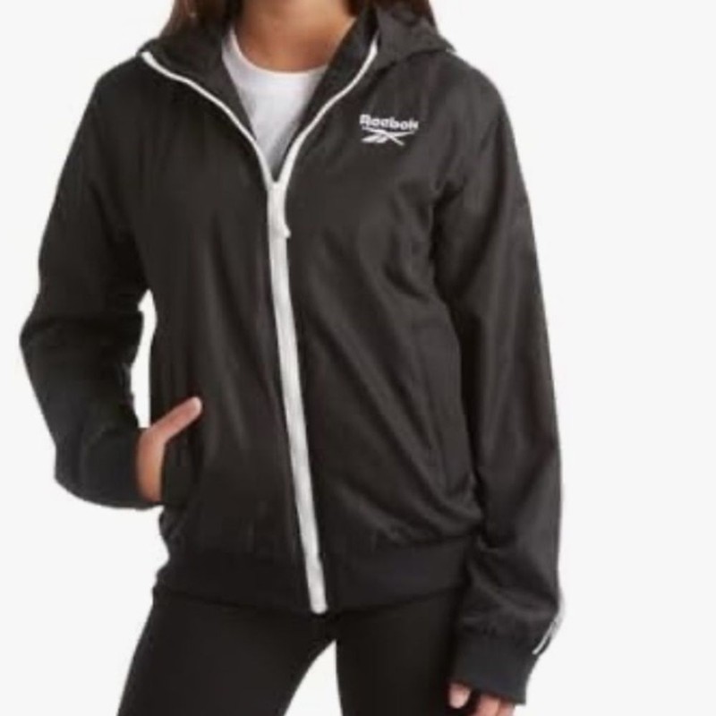 Reebok Weather Resistant Polar Fleece Lined Windbreaker Hooded Jacket Medium