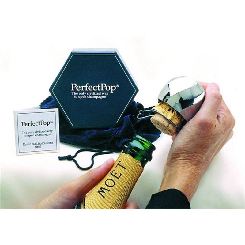 ABS Plastic, PerfectPop Champagne Opener 1.75"x2.25", Chrome