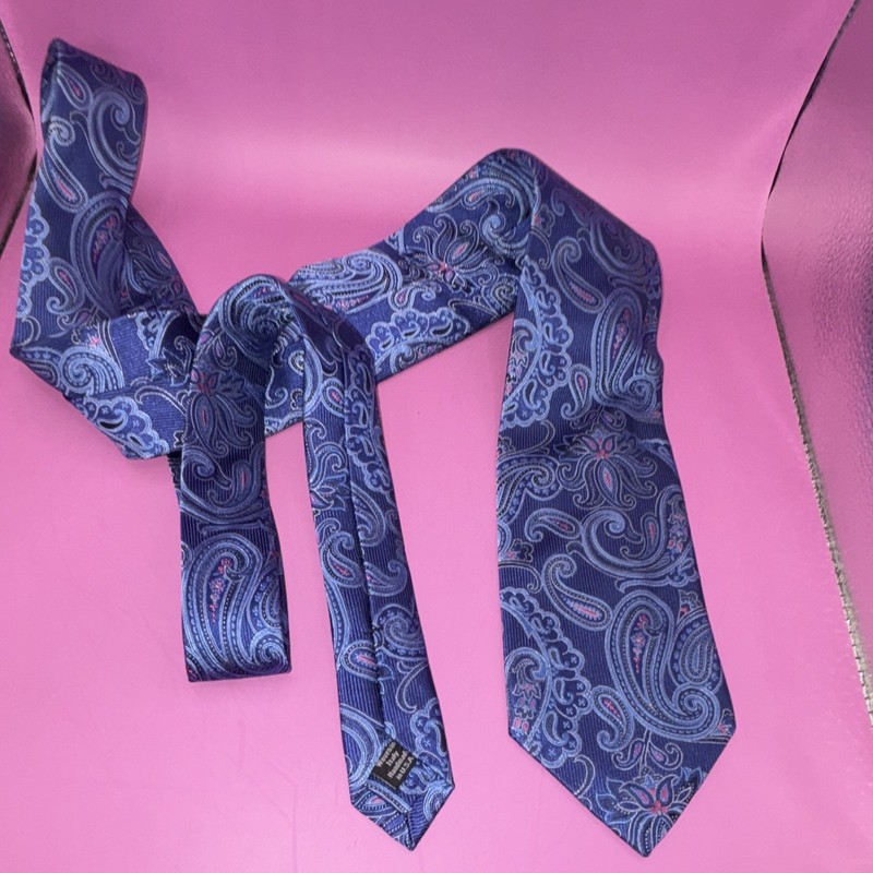 David Donahue Men’s Blue Paisley Silk Woven Extra Long Tie Necktie – 1 Piece