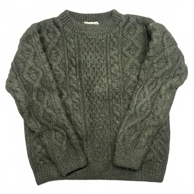 Blarney Woollen Mills Ireland Cable Knit Wool Sweater Size S Dark Green