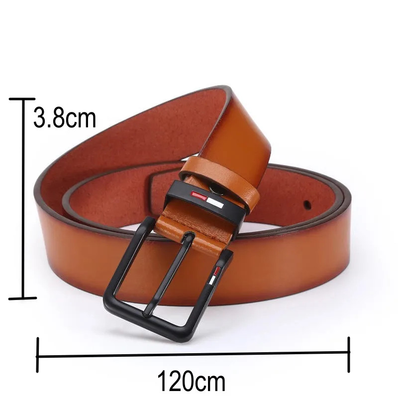 Men's 120cm x 3.8cm PU Leather Belt Alloy Square Pin Buckle Business Casual gallery