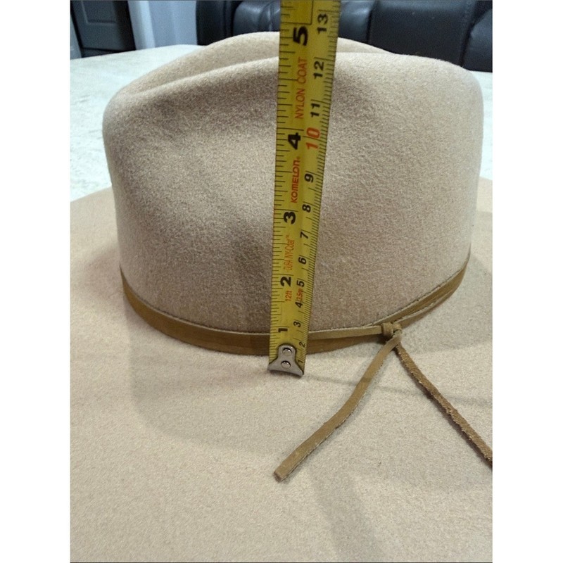 Patina The Aria Tan Wool Fedora Western Hat Handcrafted Wide Brim S gallery