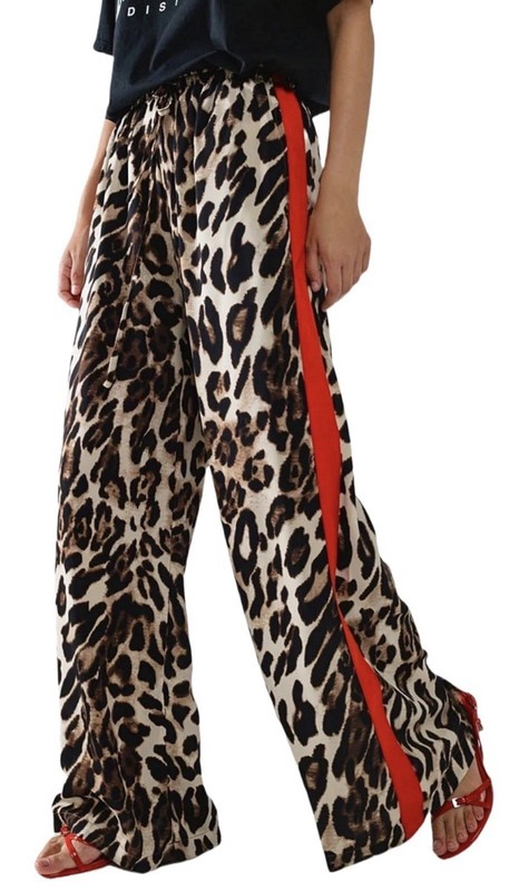 Amazon Brand Leopard Print Drawstring Wide Leg Pants Size Large