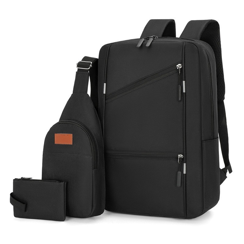 Grey Business Laptop Waterproof Backpack Set Travel College School Bag