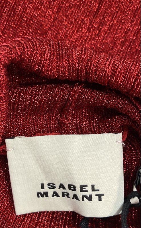 Isabel Marant Women's Red Josita Metallic Ribbed Knit Mock Neck Dress Sz 38 NWT gallery