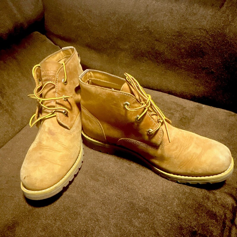 Timberland Men's Brown Leather Chukka Ankle Boots Round Toe Lace-Up Sz 10 gallery