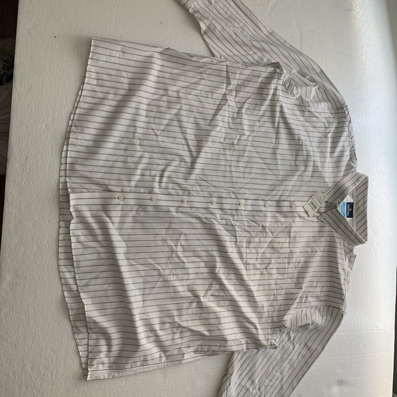 Mens 4XL 20-21 36-37 Shirt-Stafford-white Tan Striped-long Sleeves NWT