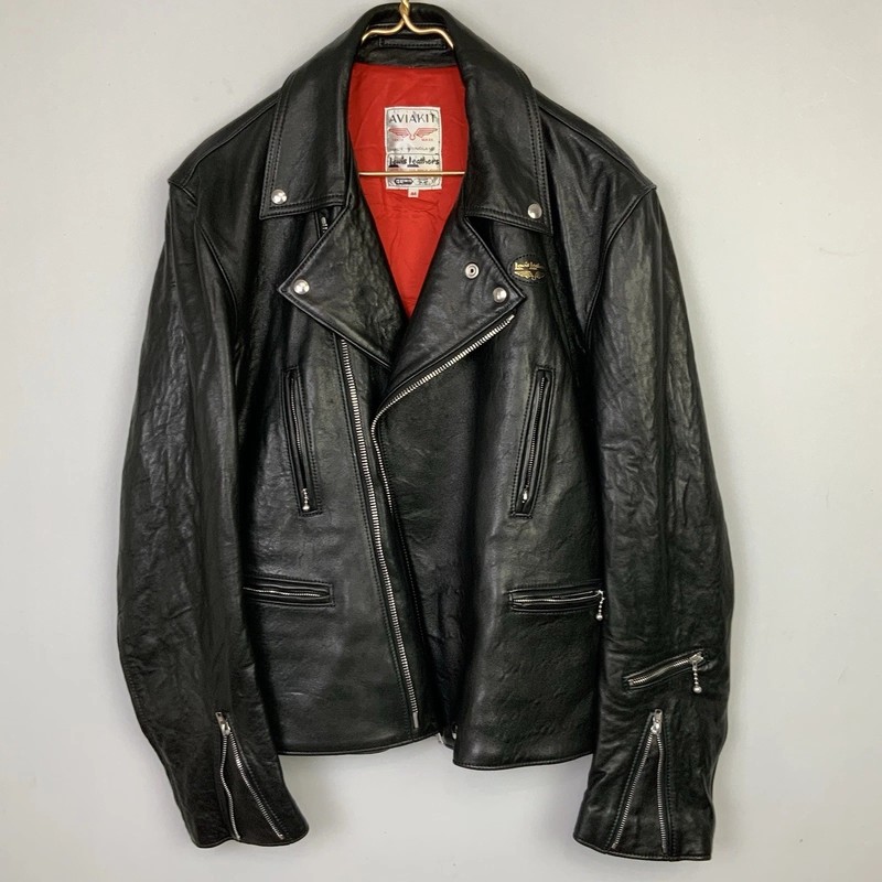 Lewis Leathers Aviakit Lightning 402 Black Leather Moto Jacket Mens 44 2XL gallery