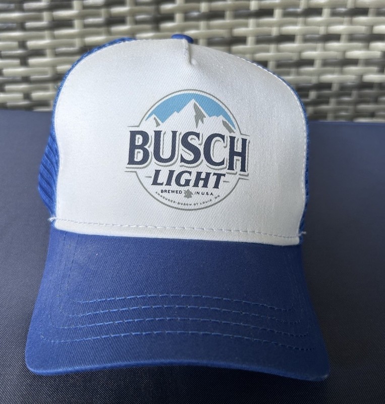 Busch Light Trucker Hat Snapback Blue White Mesh H3 Headwear Beer Cap Adjustable