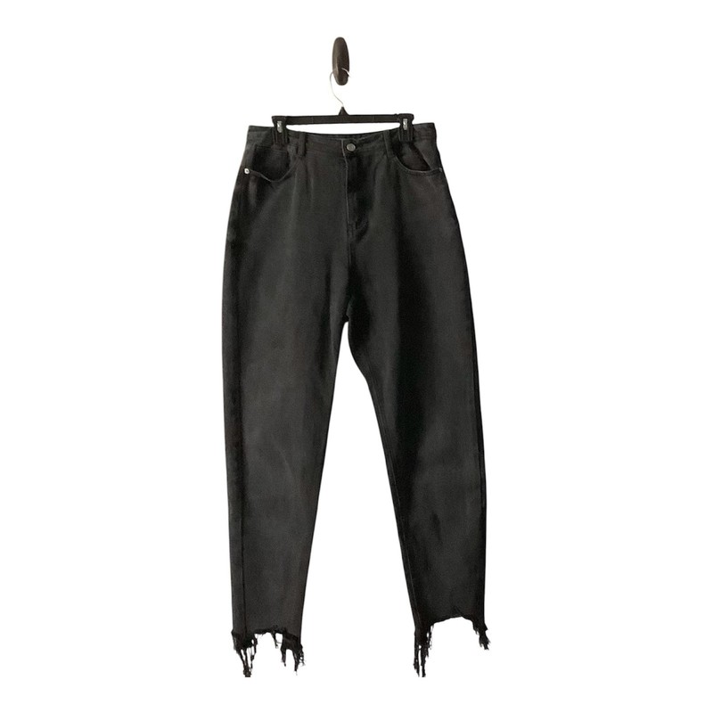 Misguided High-Waisted Relaxed Straight leg Faded Black Denim Jeans Size 10 US