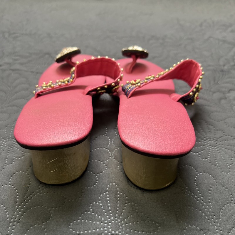 Exclusive Ethnic Fuchsia Handcrafted Bejeweled Sandals SZ 9 Made in Pakistan gallery
