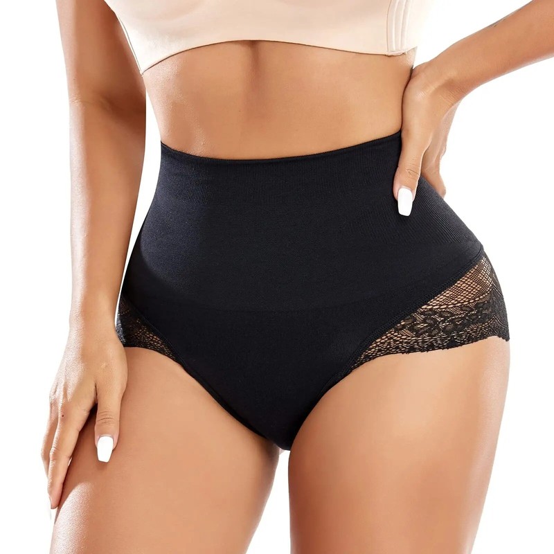 Women Tummy Control Panties Body Shaper Butt Lifter Lace High Waist Slim Briefs