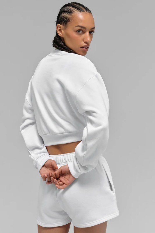 NEW AIo Yoga Sports Set Cropped Accolade Crewneck Pullover+Shorts Suit Women Set gallery