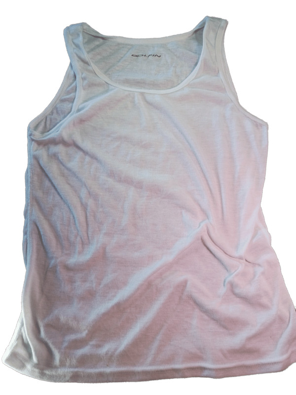 Vtg Dolfin Womens Tank Top M White Coolmax Polyester Ribbed Made in USA