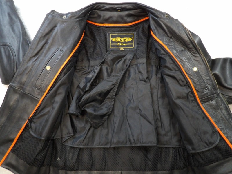 Unik Ultra Jacket Mens Medium Leather Motorcycle Biker Padded Zip Out Liner gallery