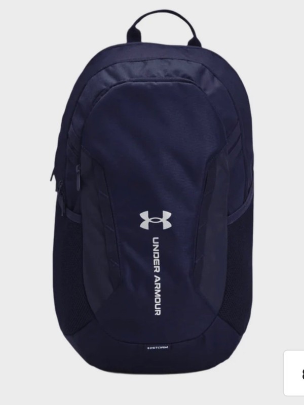 Under Armour Hustle 6.0 Backpack NavyBlue UA Storm School 16in Laptop Book Bag