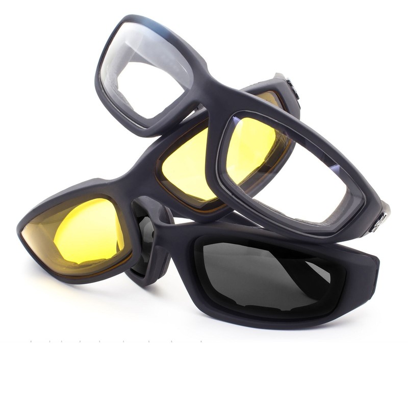 Pro Chopper Riding Motorcycle Glasses Clear Smoke Yellow, Padded, Comfortable gallery