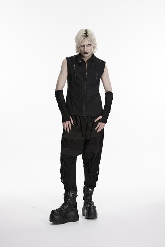Punk Rave Men Black Goth Cyberpunk Rivets Gloves Steampunk Long Cuff Arm Warmer gallery