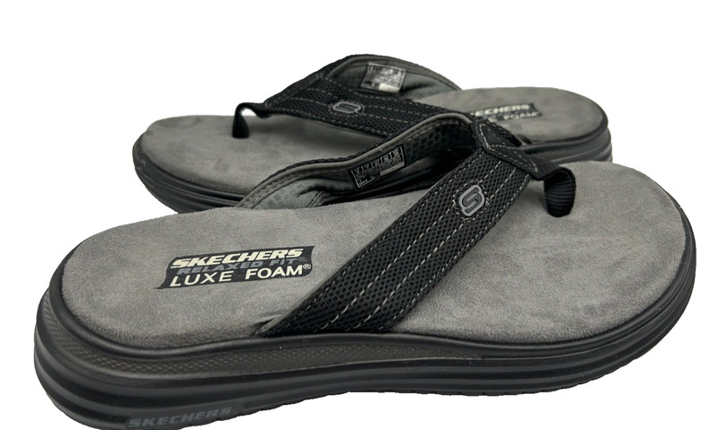 Skechers Men’s Relaxed Fit Baylis Slip On Comfort Sandal Black/Gray Size:8 155G