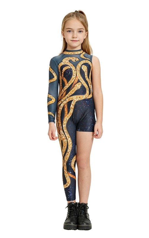 Girls Reputation Costume Gold Snake Bodysuit Halloween Dress Up gallery