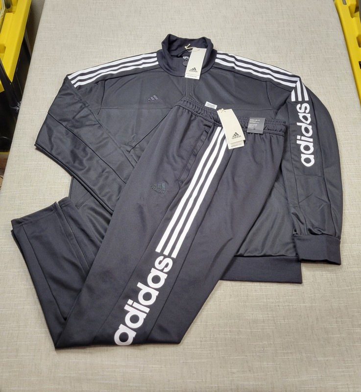 ADIDAS Tiro Wordmark Tracksuit Jacket & Pants Set Large Mens Black White Zip