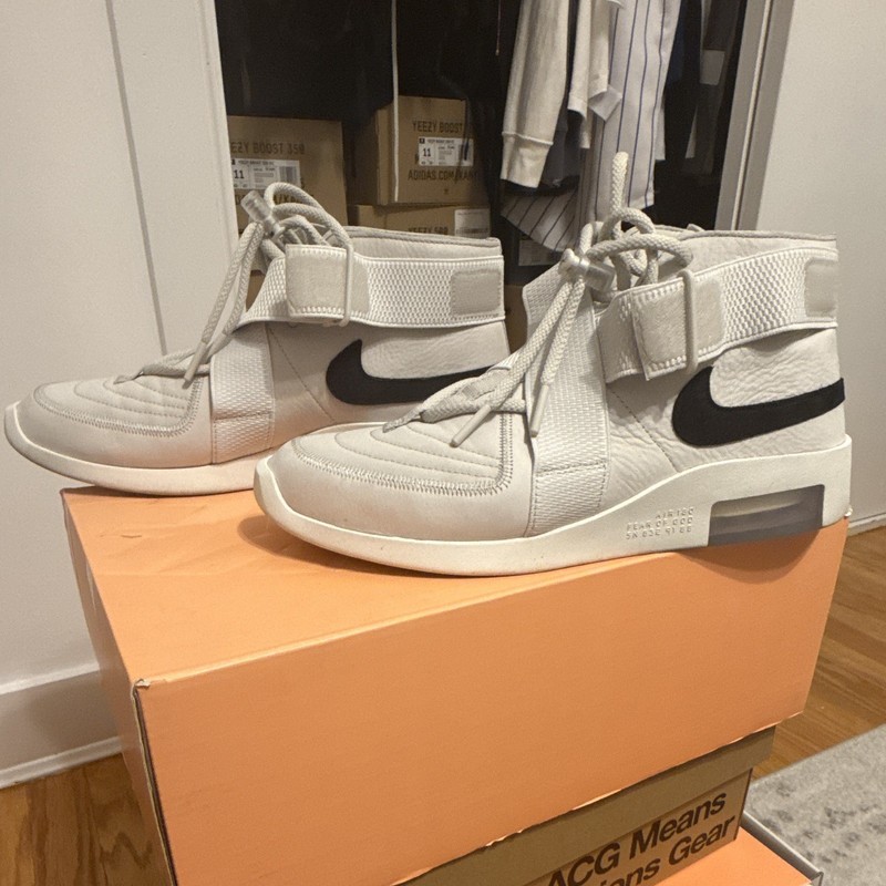 Nike Air Fear of God Raid High Top Ankle Strap Light Bone/Black AT8087-001 gallery