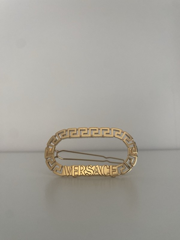 Versace Greek Key Logo Hair Clip/Barette/Accessory Gold Tone gallery