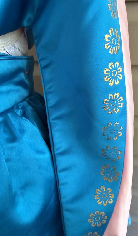 Vintage Korean Traditional Dress Silk Hanbok Pink &Blue w/Petticoat Size S/M gallery