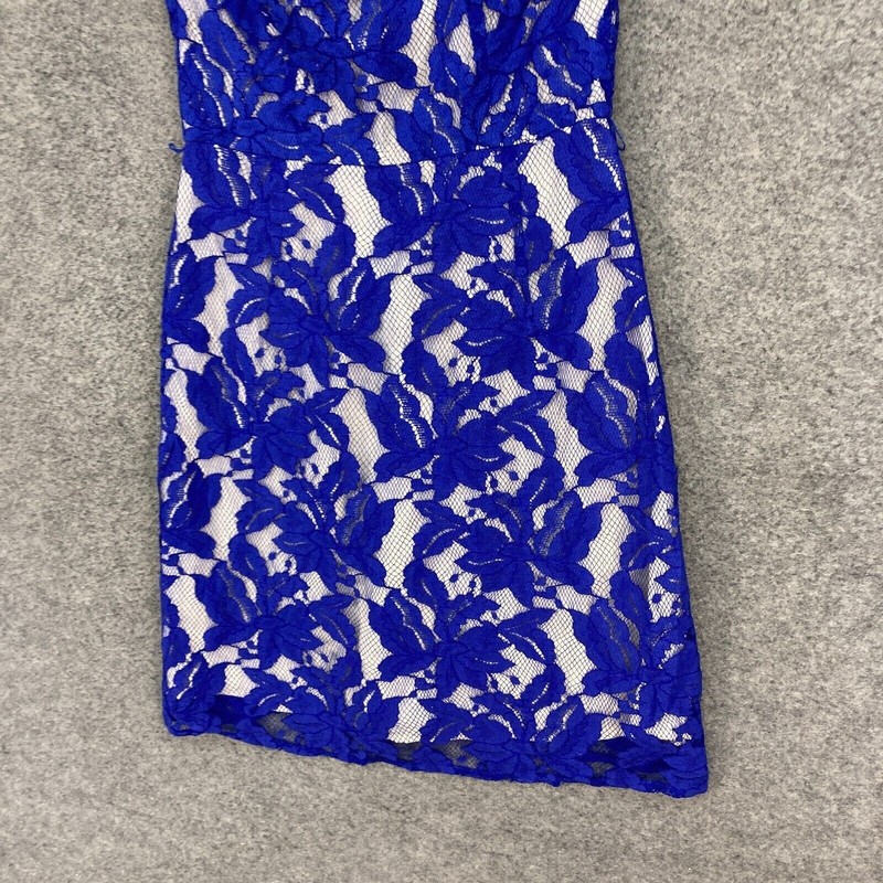Oasis Womens Dress Size 8 Blue Floral Lace Sleeveless Lined Zip Party 43108 gallery