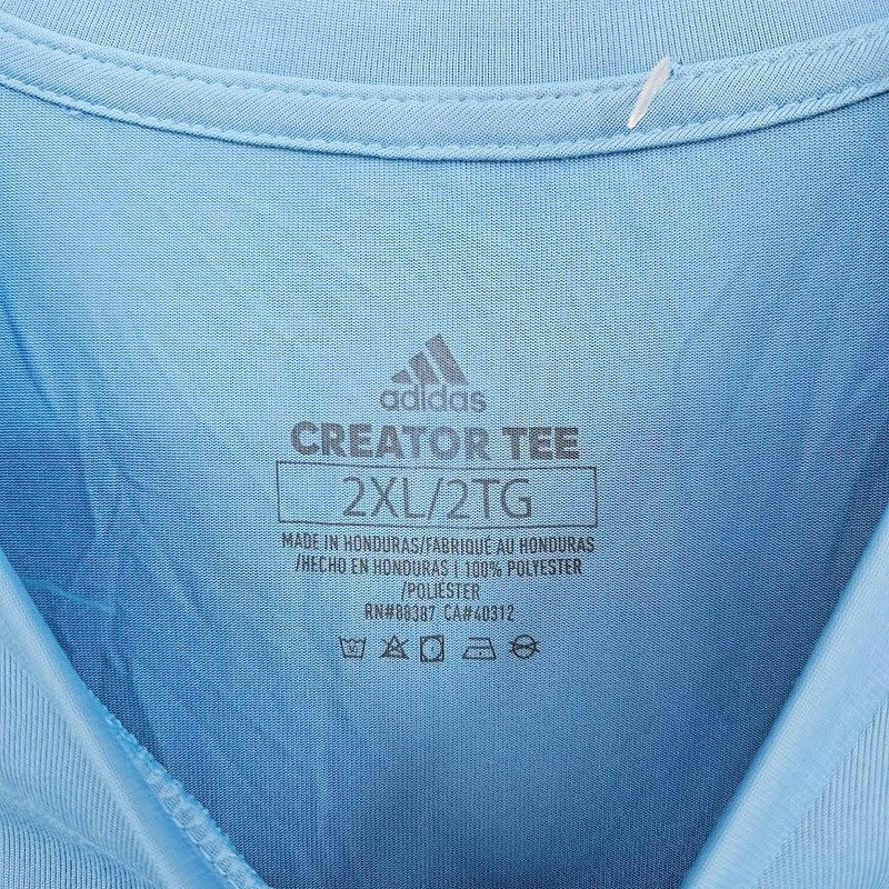 Adidas Creator Tee 2XL Light Blue White Short Sleeve Aeroready Logo EK0084 New gallery