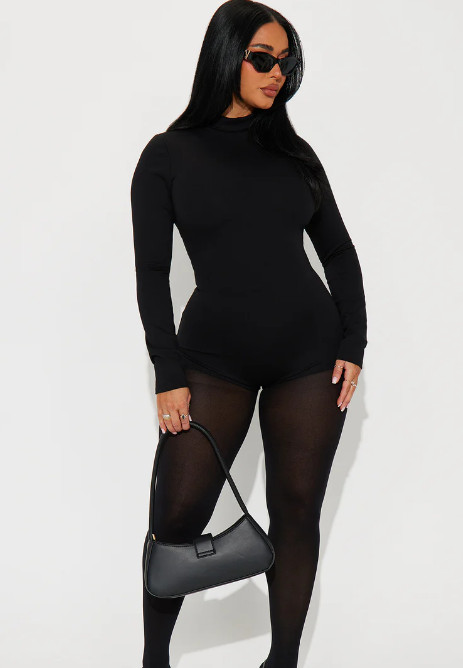 Natasha Micro Short Romper – Black