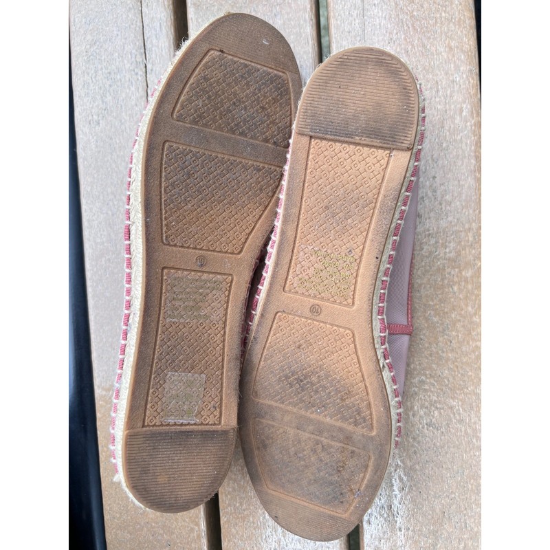 Tory Burch Ines Mesh Espadrille Flats Womens 10 Pink Logo Slip On Shoes LNWT gallery