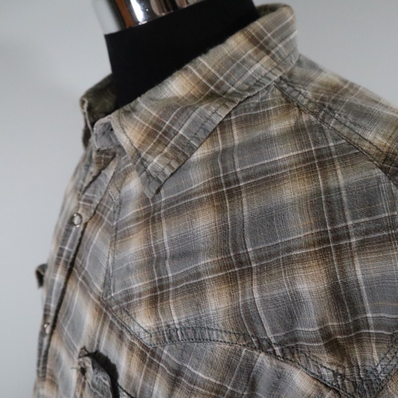 Route Sixty Six Shirt Mens XL Western Cowboy Rodeo Pearl Snap Plaid Short Sleeve gallery