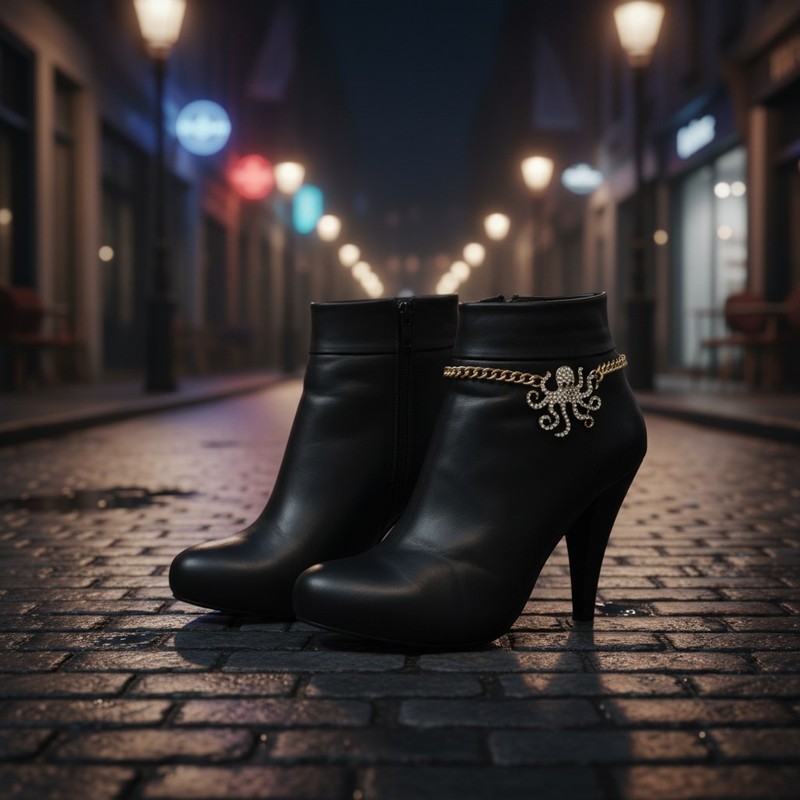 Women 2PCS Gold Metal Boot Chain Bracelet Octopus Charm Shoe Anklet A PAIR SET